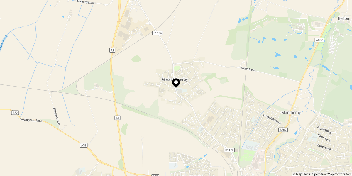 Approximate location of Sebastian Mews, Great Gonerby, Grantham, Lincolnshire, NG31 8PR