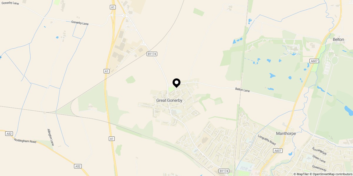 Approximate location of High Street, Great Gonerby, Grantham, Lincolnshire, NG31 8JR